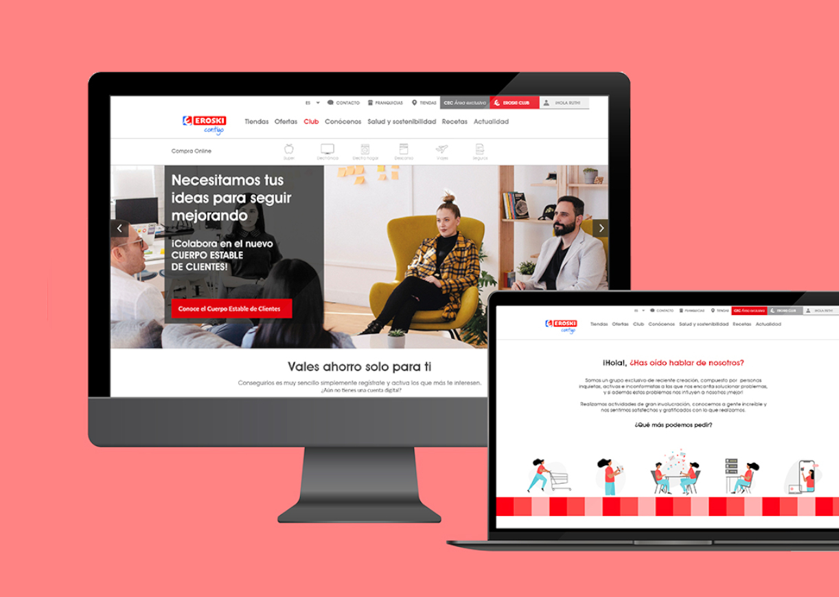 Interfaces de resultado del proyecto Eroski Crea Contigo